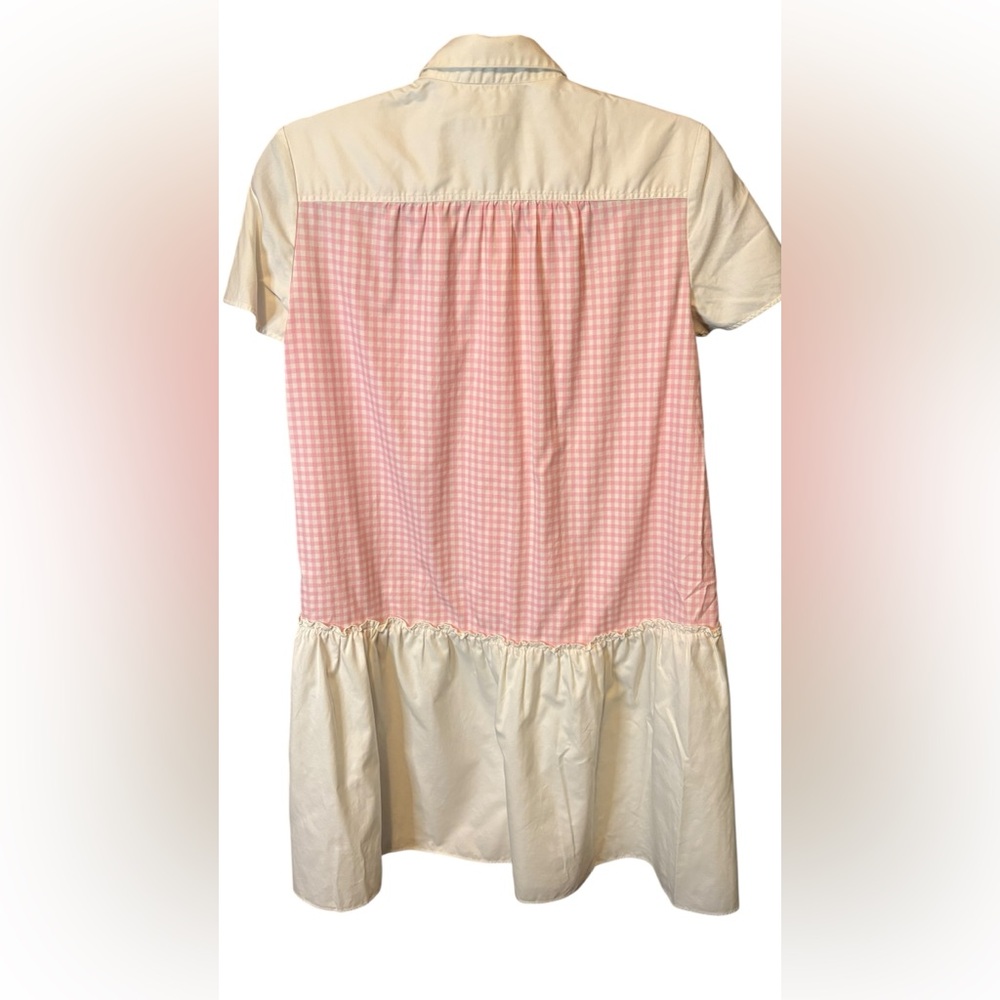 Hadleigh’s Palm Beach Pink Gingham Shirt Dress Ruffle Hem Coastal Preppy - Picture 6 of 8